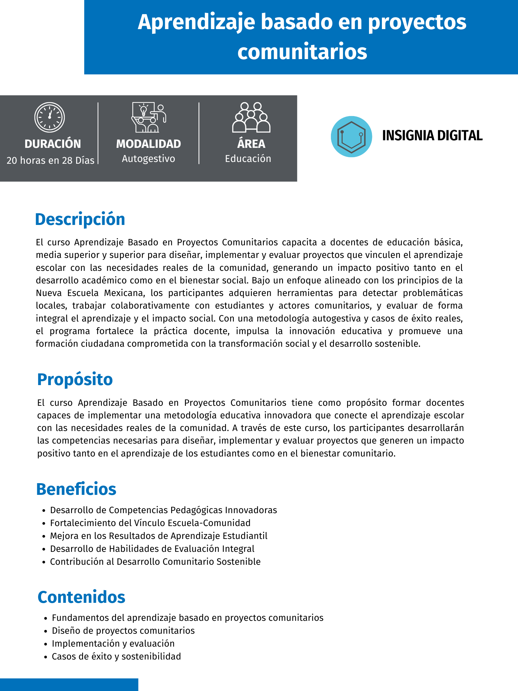 APRENDIZAJE BASADO EN PROYECTOS COMUNITARIOS - Educación Continua UPAEP